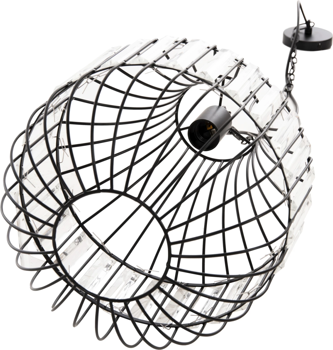 Llambë varëse tavani, metal i zi dhe qelq, FH4093, Φ29x38-137Hcm