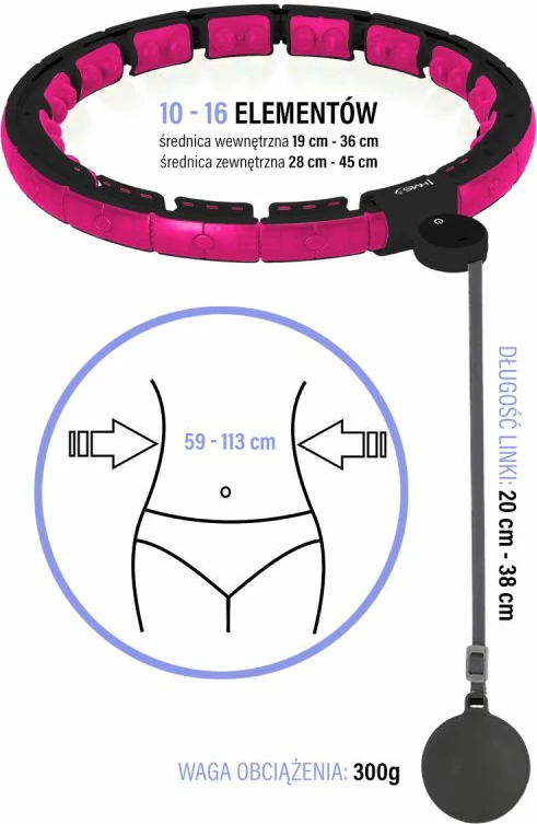 Hula hop me magnet e peshe HMS HHM16, rozë/zezë