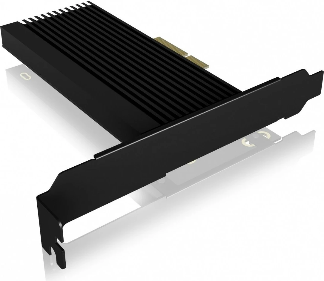 Adapter PCIe për SSD NVMe IcyBox IB-PCI208-HS me heatsink, i zi
