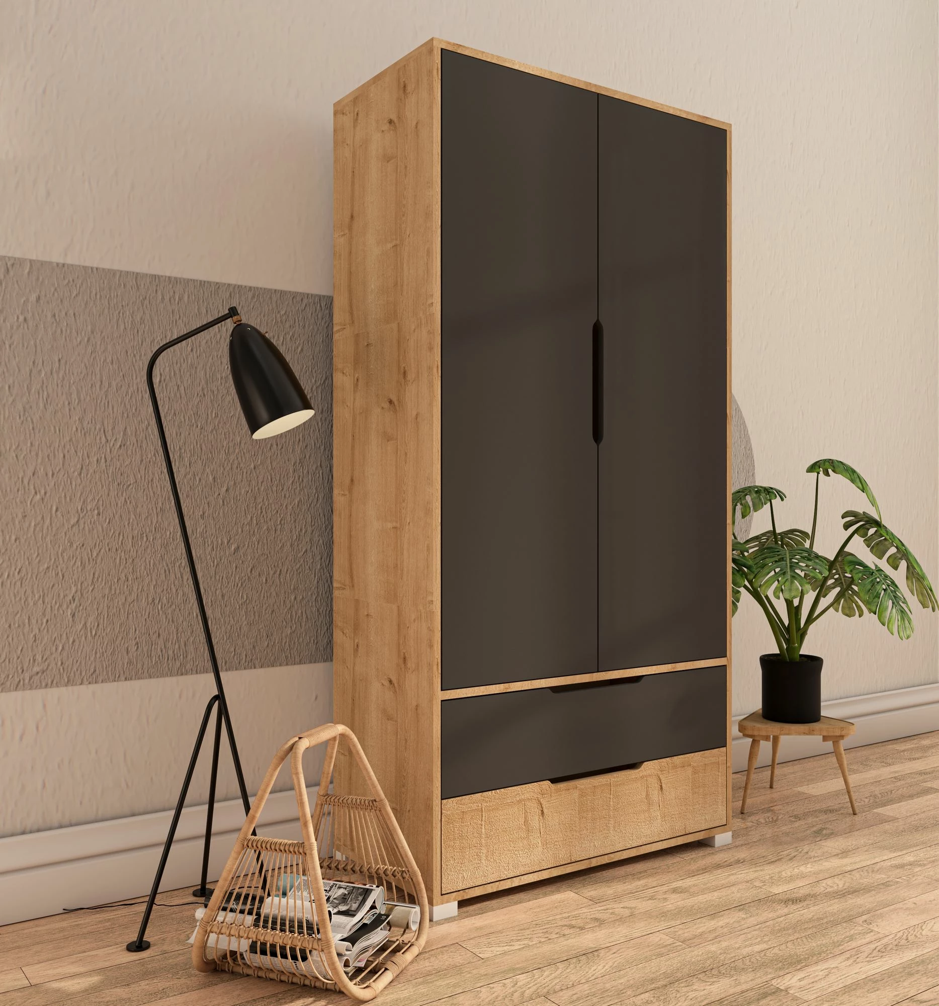 Dollap Skye Decor, ngjyrë lis safir, antracit, 90 cm
