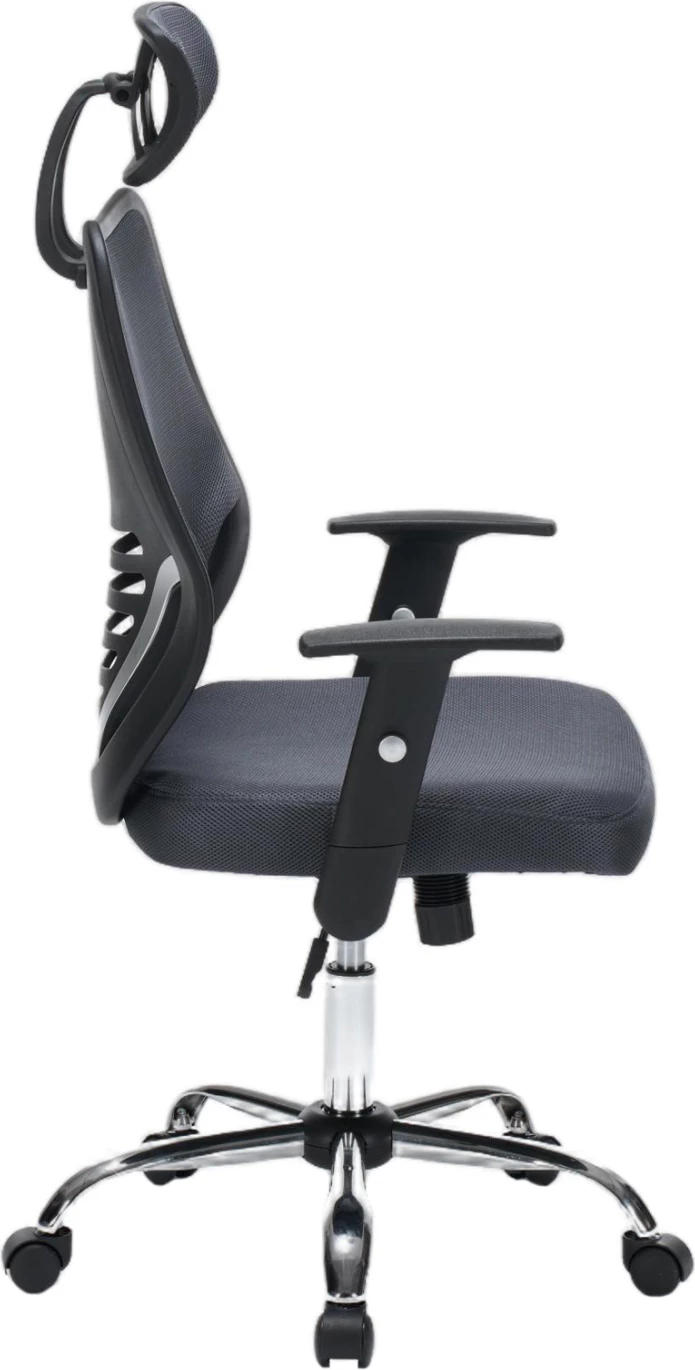 Karrige zyre BRIEF, material rrjete gri, bazë e kromuar, FH1206.02, 63x64x122cm