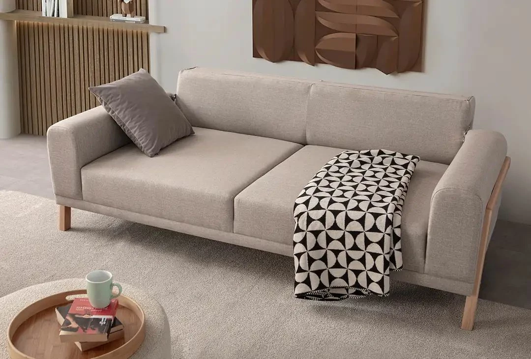 Divan treshe Atelier del Sofa, ngjyrë latte-krem