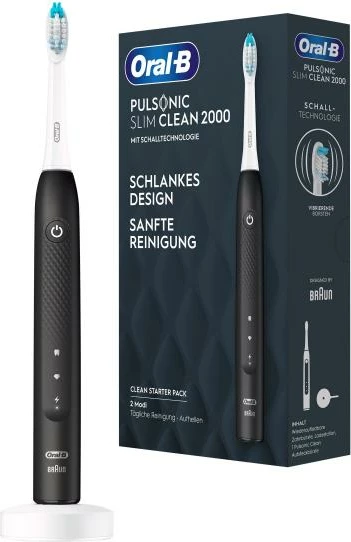 furçë dhëmbësh elektrike, Braun Oral-B Pulsonic Slim Clean 2000, 2 moda, e zezë