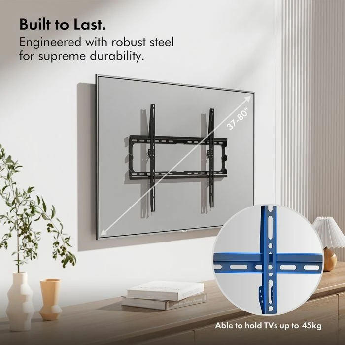 Mbajtëse muri fikse për TV, VonHaus 3005091, 37-70\", deri 35kg, VESA max 600x400, e zezë