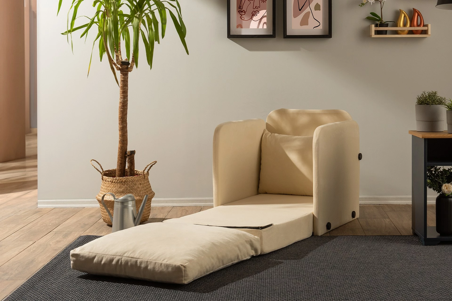 Krevat-karrige një vendës, Atelier del Sofa, Saga Single, krem
