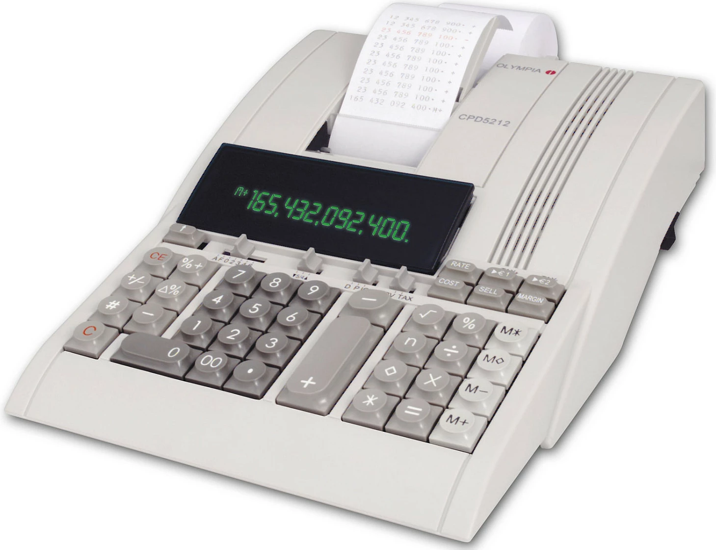 Kalkulator tavoline Olympia CPD 5212 me printer, 12 shifra, i bardhë