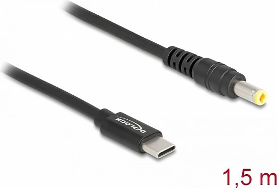 Kabllo karikimi laptop DeLOCK USB-C në 5.5 x 2.5 mm, 1.5 m, 20 V, e zezë