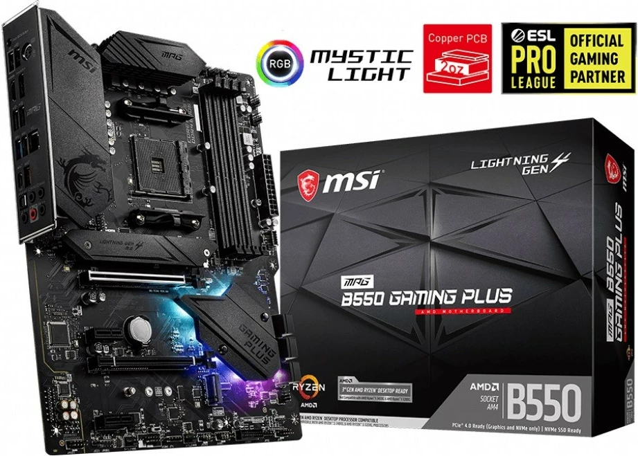 Pllakë amë MSI MPG B550 GAMING PLUS, Socket AM4, ATX, e zezë