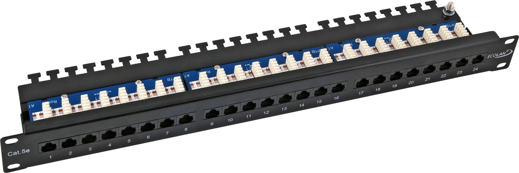 Patch panel EFB Elektronik ECOLAN, UTP Cat.5e, 24xRJ45, 19" 1U, i zi