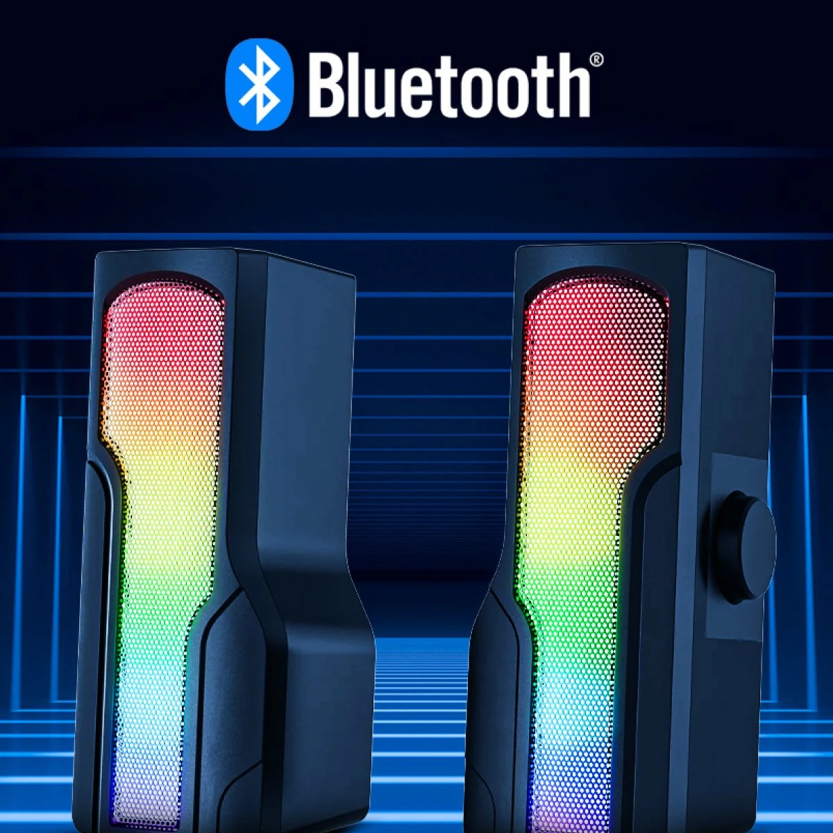 Altoparlantë gaming Rampage Arty X13 2.0 Bluetooth, RGB, USB 5V, të zeza