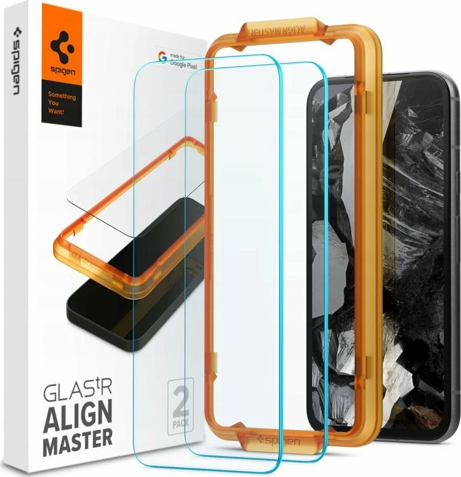Xham mbrojtës i kalitur Spigen Glas.TR AlignMaster për Google Pixel 8a, 9H, 2 copë, transparent