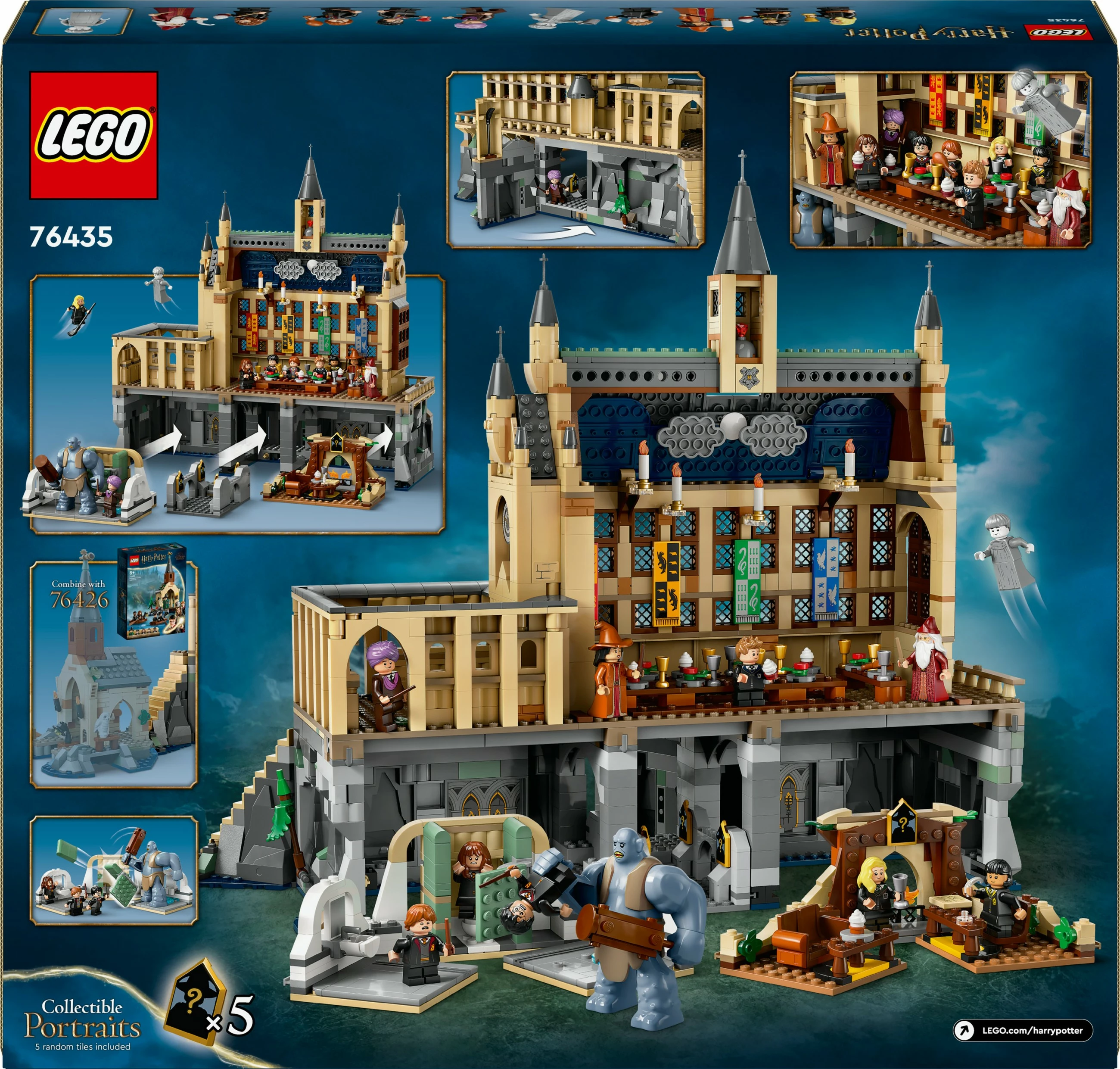 Set ndërtimi LEGO Hogwarts™ Castle: The Great Hall, 1732 pjesë, plastikë, 2.92 kg