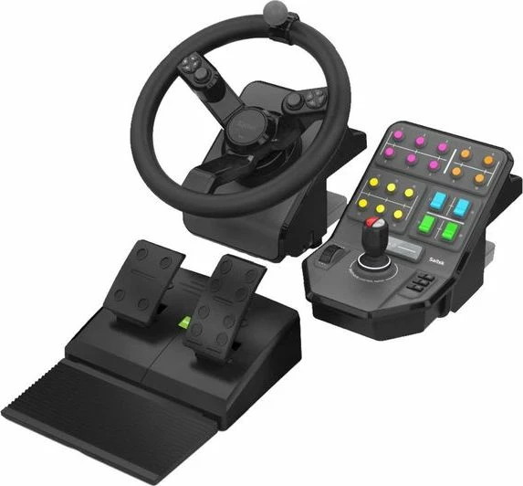 Timon kontrollues Logitech G Saitek Farm Sim 945-000062, 900°, set me pedale dhe panel anësor, zi