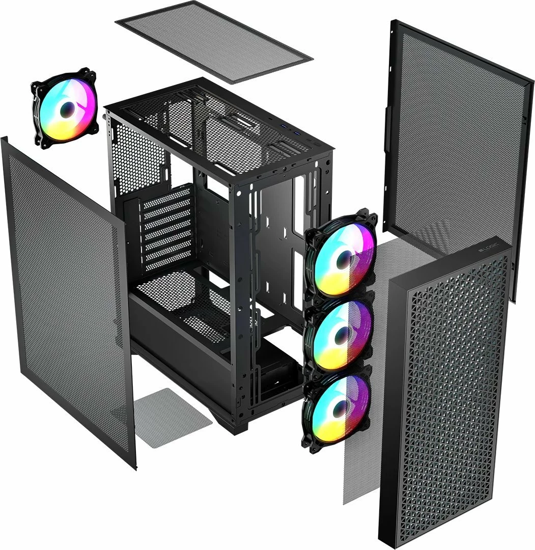 Kasë Logic Concept Dart Pro ARGB AT-DART-PRO-ARGB-10, Midi Tower ATX/mATX, 4x120mm ARGB, USB-C, e zezë