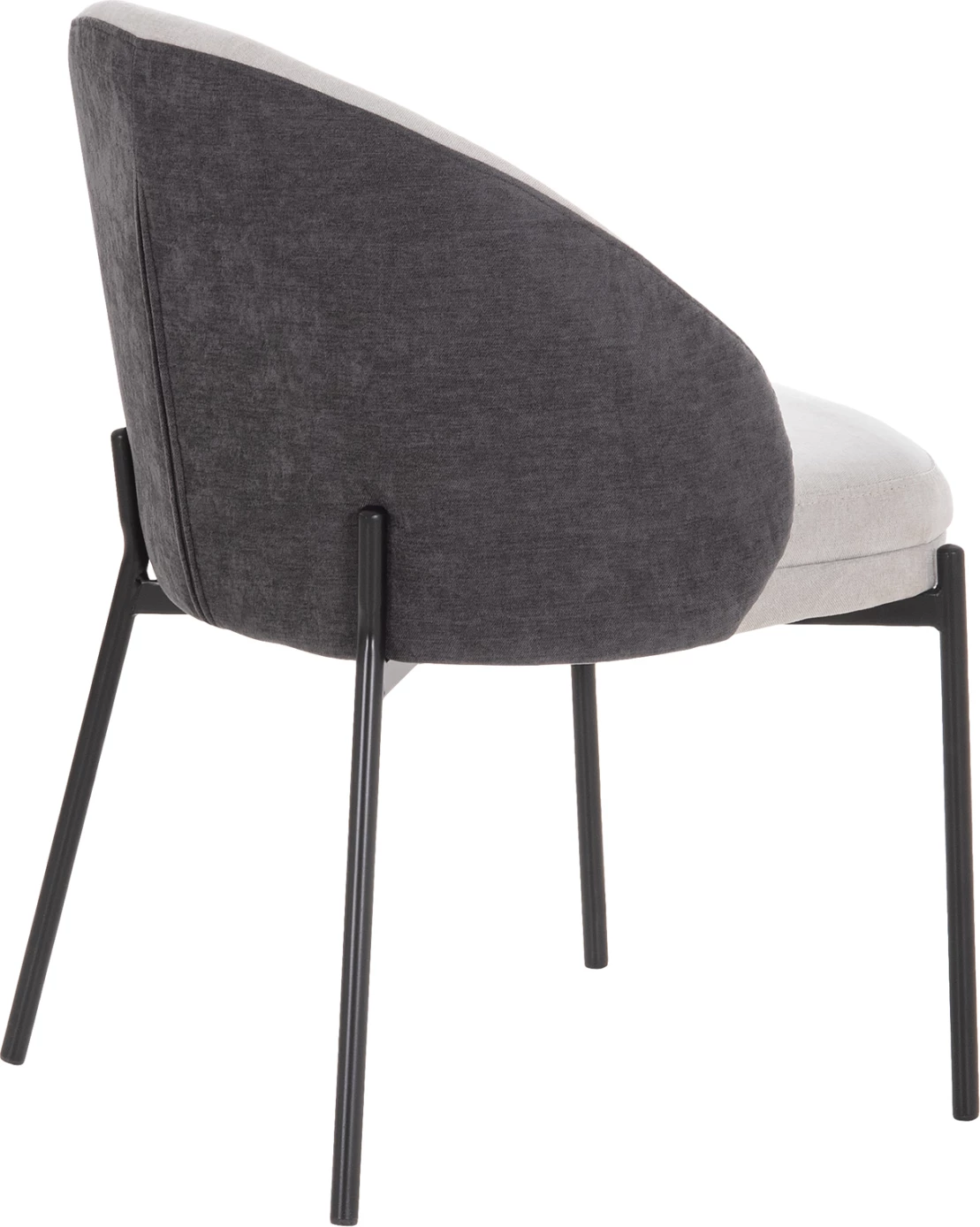 Karrige ngrënieje Detton, set prej 2 copë, material gri, këmbë metalike të zeza, 50x55x77cm