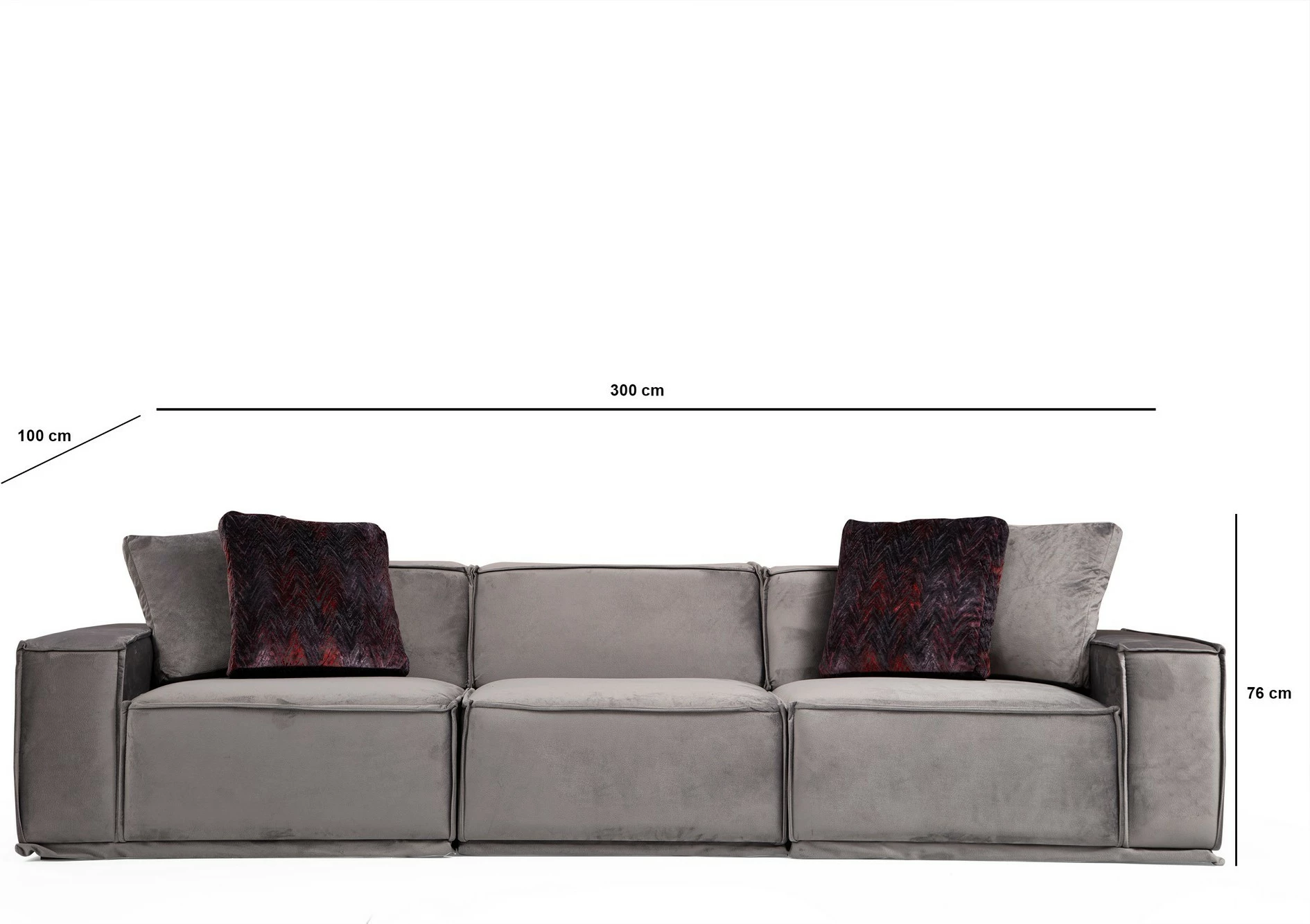 Divan treshe Atelier del Sofa, Lego 3 Seater, ngjyrë gri