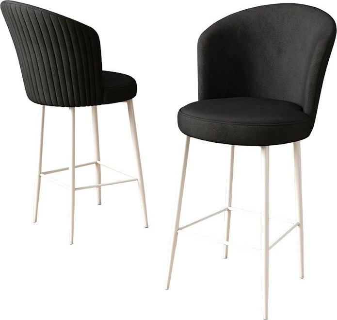 Set karrigesh për bar (4 copë), Hanah Home, Fora - e zezë, e bardhë