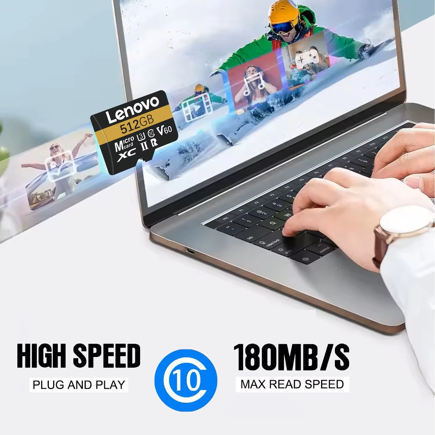 Sim Kartele - SD Card Micro Lenovo 256GB me Adapter, me funksione komunikimi dhe gjurmimi, ngjyrë e zezë
