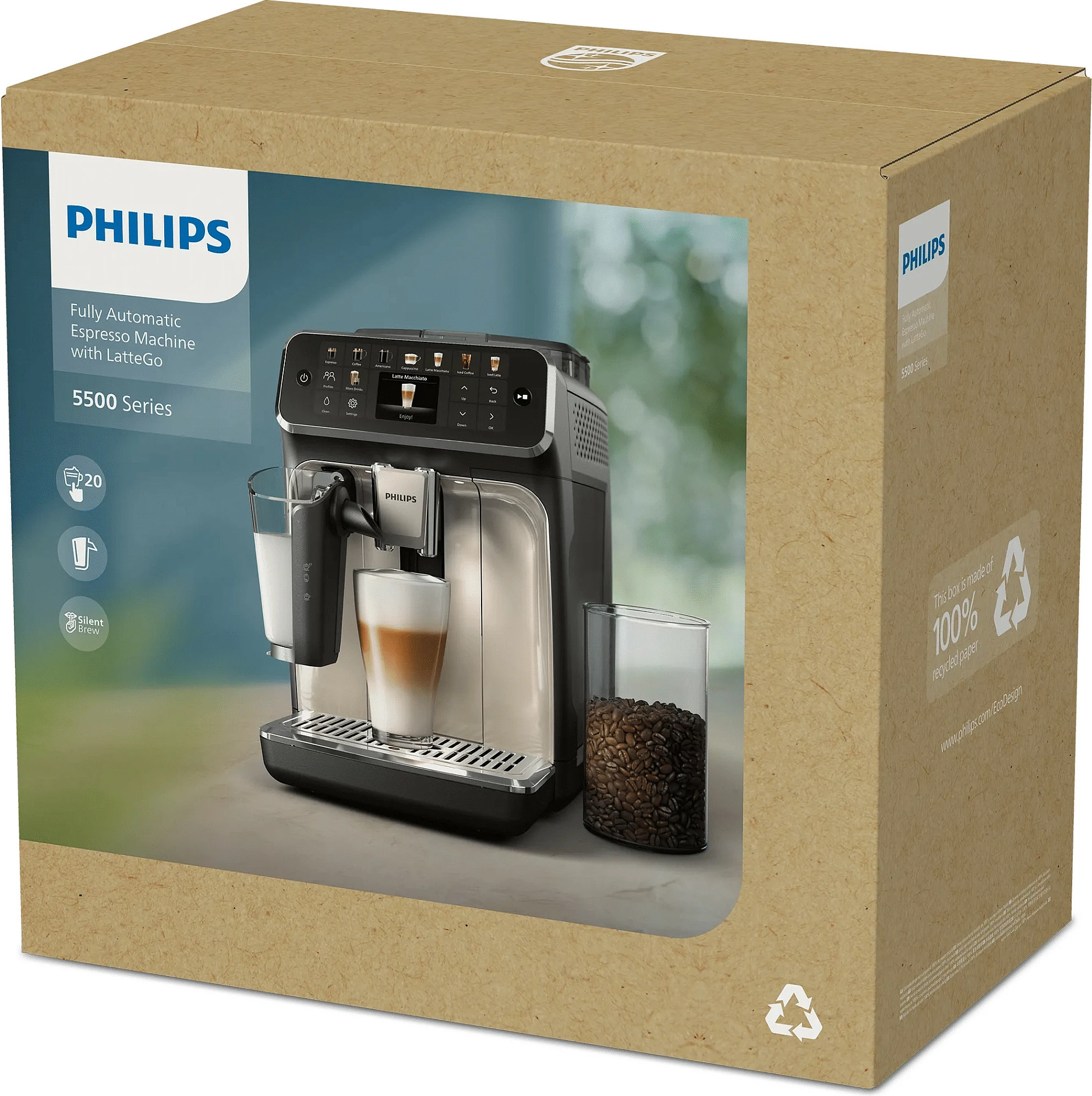 Aparat kafeje Philips EP5541/50 LatteGo 5500 Series, automatik, me sistem qumështi, i zi