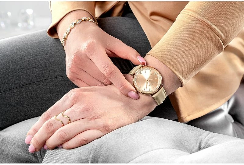 Orë dore femrash Giewont GW5390-A5, rose gold, rrip lëkure, set