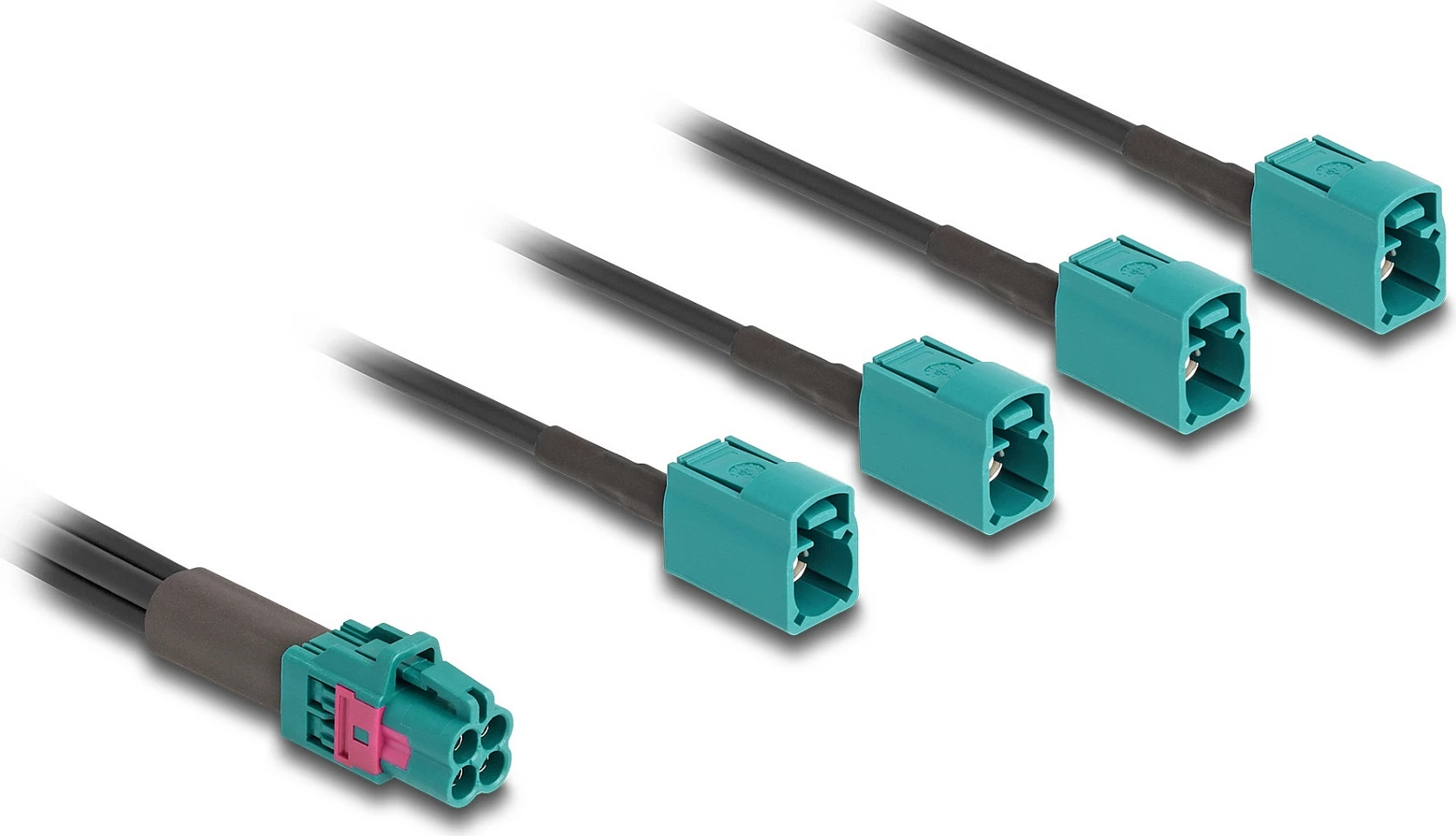 Kabllo adapter DeLOCK Mini FAKRA Z quad (female) në 4x FAKRA Z (female) A-type, e zezë