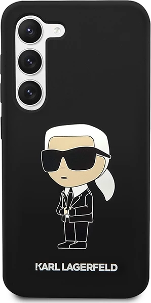 Mbështjellës celulari, Karl Lagerfeld, Liquid Silicone Ikonik Karl, për Samsung Galaxy S23+, hardcase silikon, i zi