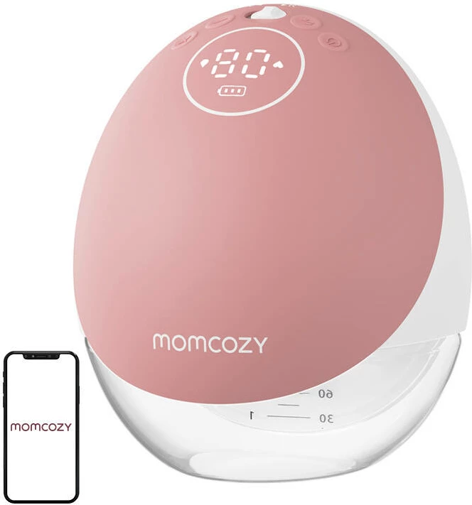 Pompë gjiri, Momcozy, M9 Single, pa tela hands-free me aplikacion, 150 ml, 15 nivele thithjeje, Cozy red