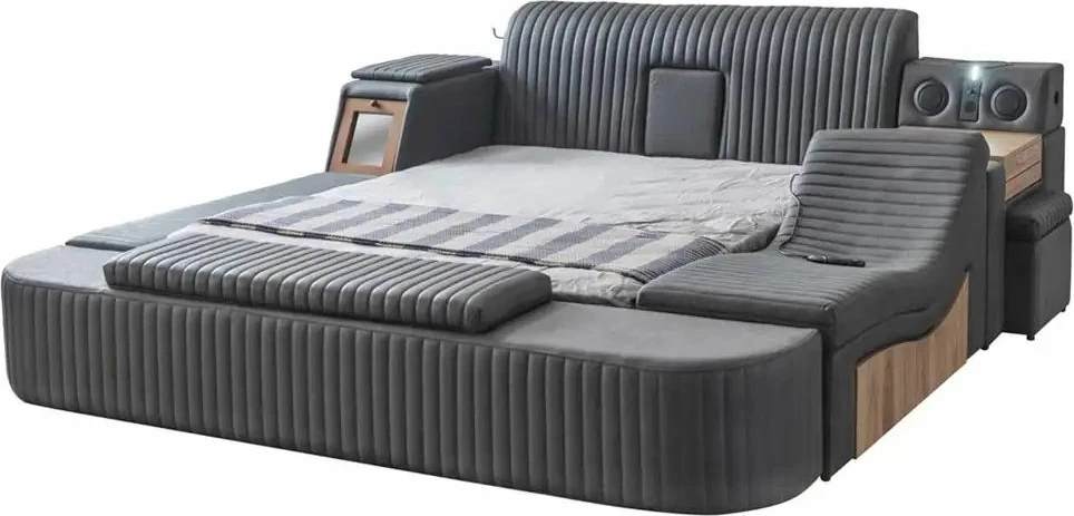 Krevat dopio me bazament, ngjyrë antracit, Skye Decor, Sunline Smart