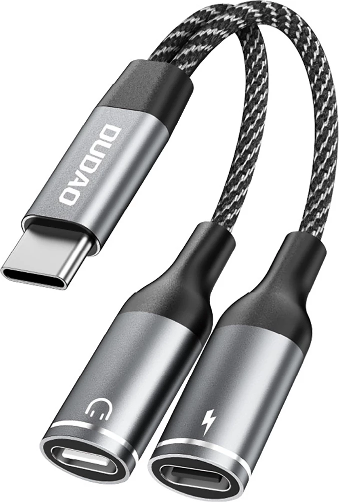 Adapter USB-C Dudao L13C+ 2-në-1, 1.2m, Gri