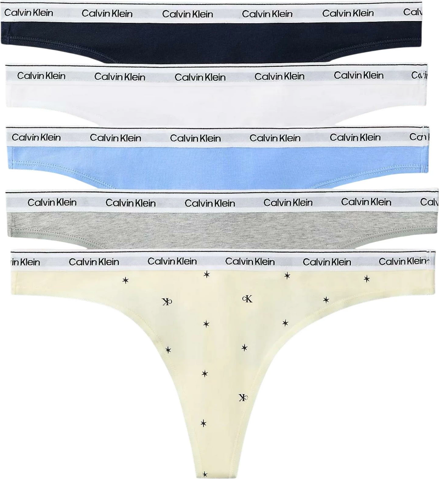 Të brendshme tanga 5 palë për femra Calvin Klein Underwear LV00QD5221, gri të çelta