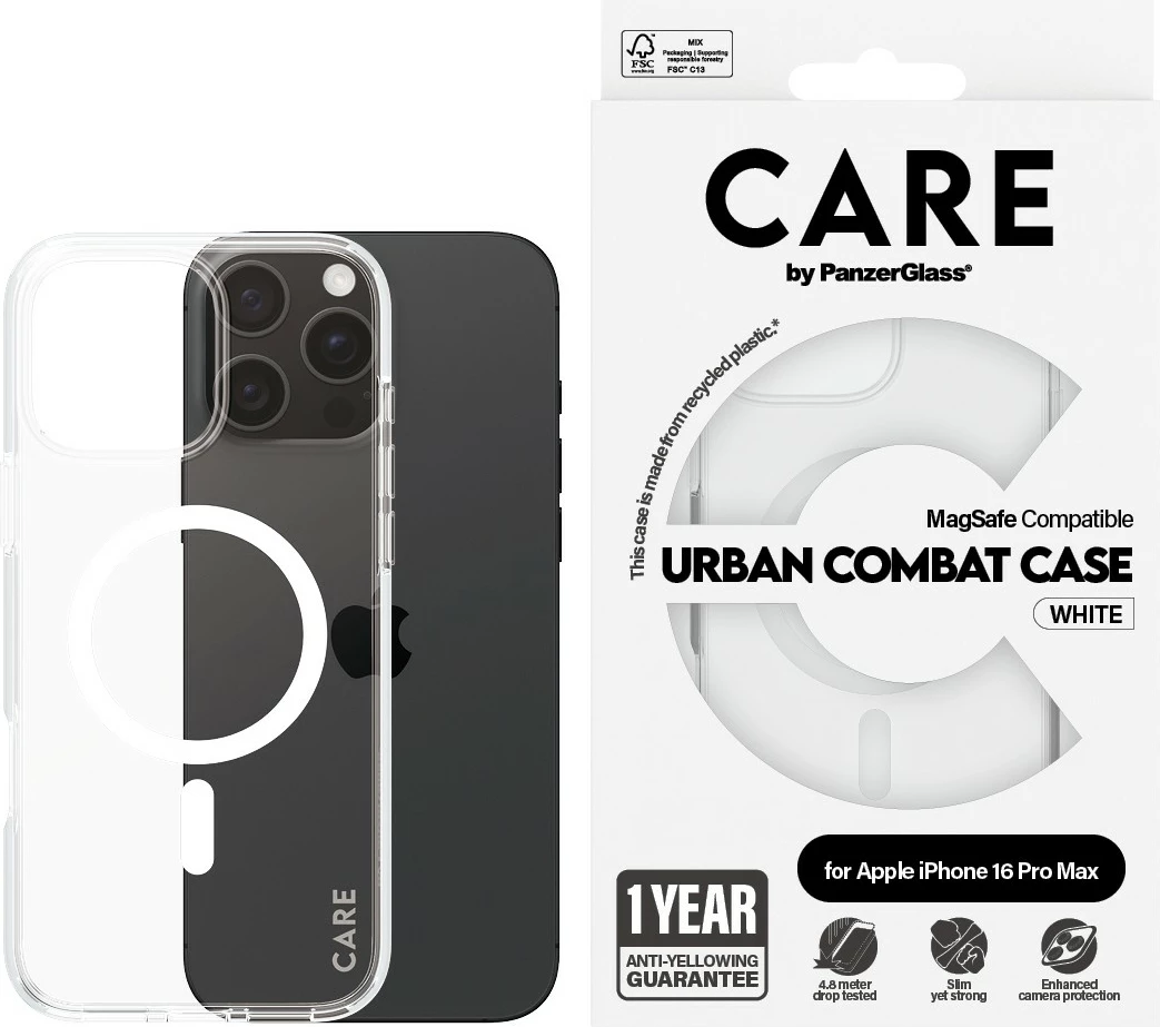 Mbështjellës PanzerGlass CARE Case Flagship MagSAFE për iPhone 16 Pro Max transparent