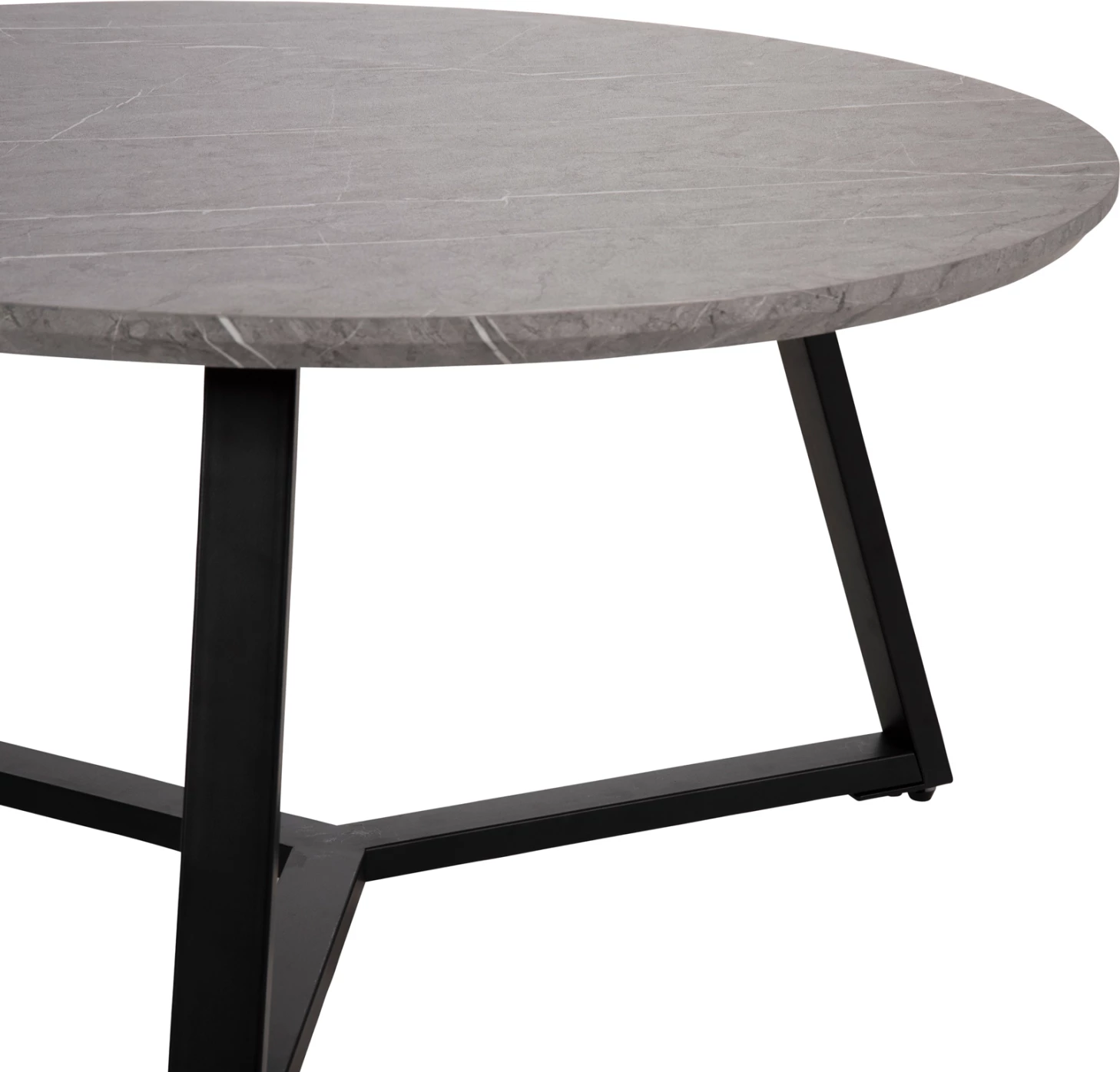 Tavolinë kafeje rrethore, MDF, ngjyrë mermeri gri, bazë metalike e zezë, FH9586.02, Φ80x42H cm