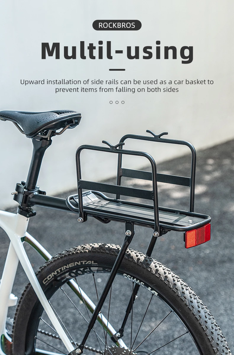 Raft biçiklete Rockbros 33210004001 me rafte dhe dritë LED, e zezë