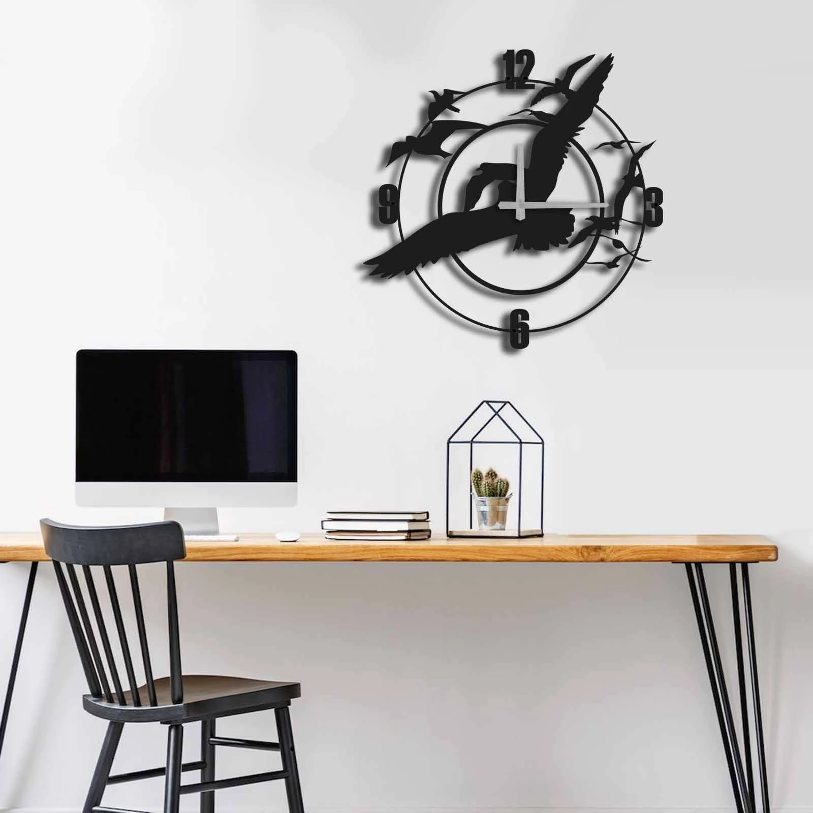 Orë muri dekorative prej metali, Wallity, MTS - 008, e zezë, 49x49cm