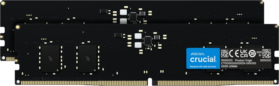RAM Memorje Crucial DDR5-5600 UDIMM CL46 64GB (2x32GB) ECC, XMP 3.0/AMD EXPO, e zezë