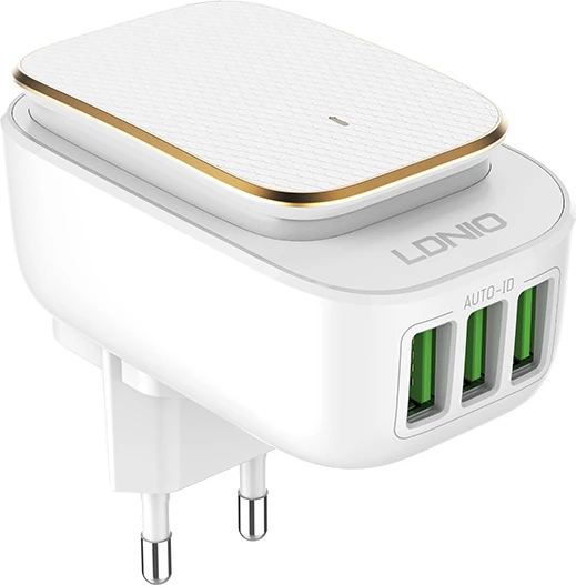 Karikues USB LDNIO A3305 3x USB 3.4A 17W me kabllo USB-C, LED, ari