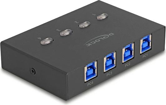 Switch USB DeLOCK 4-në-1, USB 3.2 Gen 1, 5 Gbps, i zi