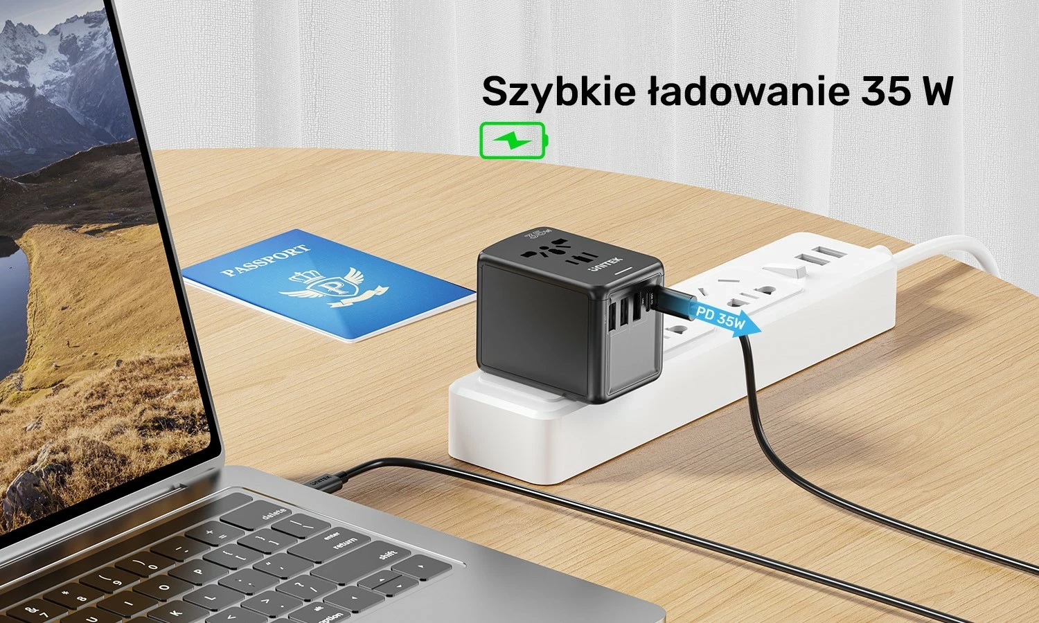 Karikues udhëtimi Unitek, 35 W, i zi