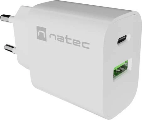 Karikues Natec Ribera 20W, USB-A USB-C, i bardhë