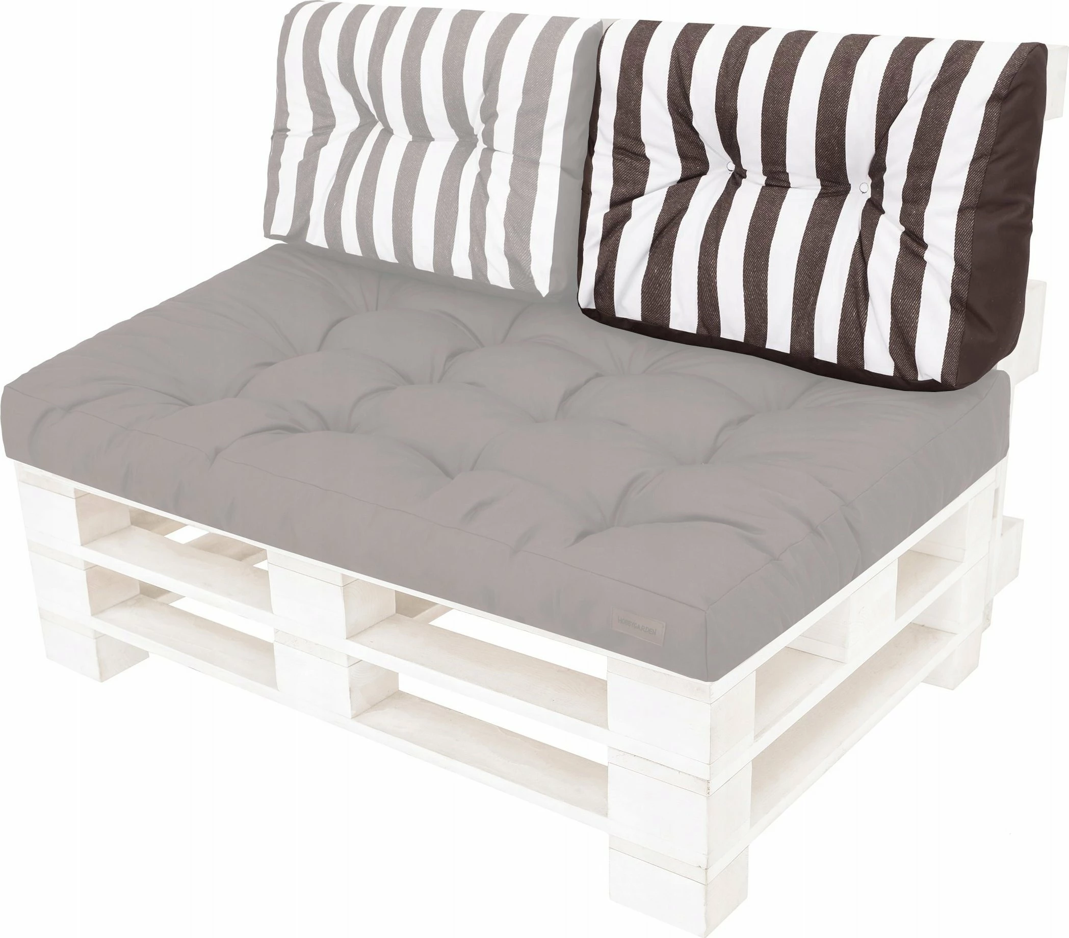 Jastëk mbështetëse shpine për bankë paletash Hobbygarden LEO 60x40 cm me rripa, kafe