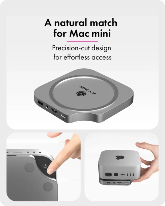 Stacion docking USB-C ICYBOX IB-DK100 7-në-1 me slot M.2 NVMe, HDMI, 3x USB-A, lexues SD/microSD, argjendtë, set