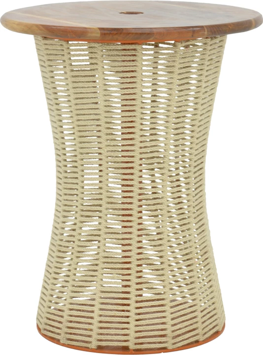 Tavolinë anësore Lemelo, metal, dru Sal, jute, ngjyrë ecru, 61x76cm