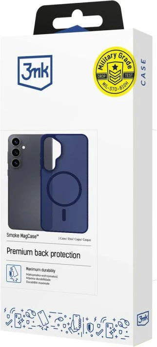 Maskë telefoni 3mk Smoke MagCase për iPhone 16, blu-transparente