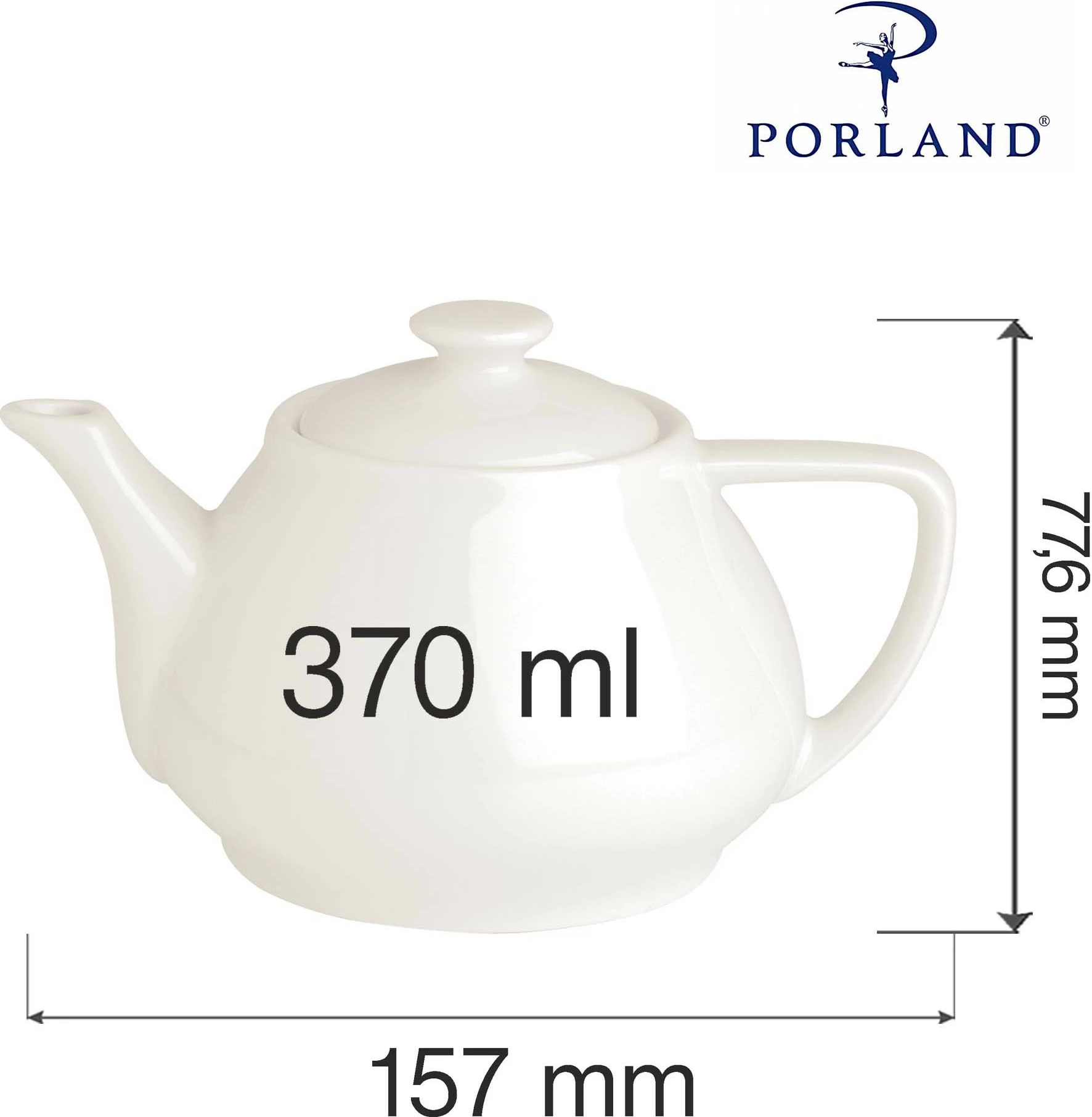 Çajnik Porland Dove 370 ml, krem, set 6 copë