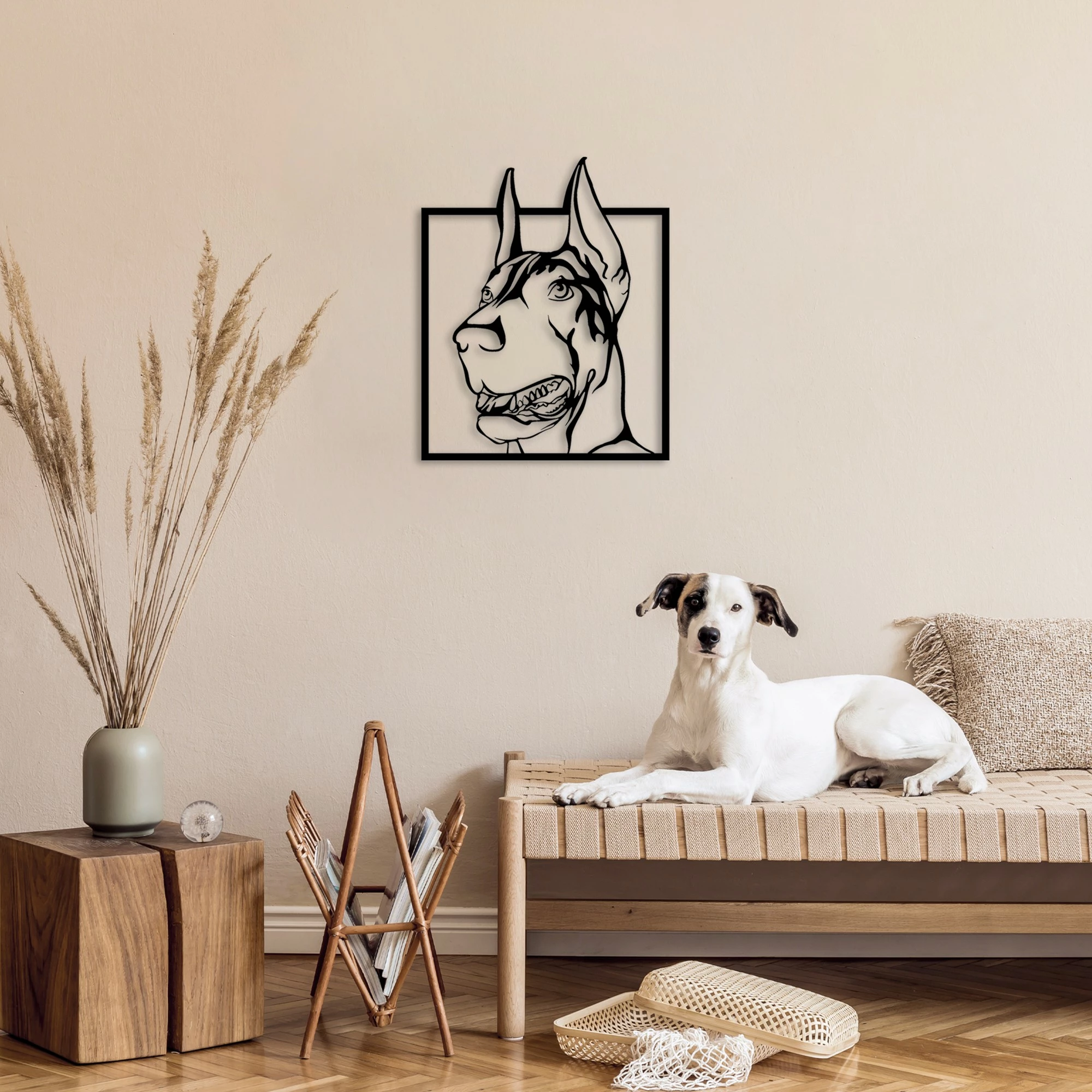 Aksesor dekorativ metalik për mur, Wallity, Doberman