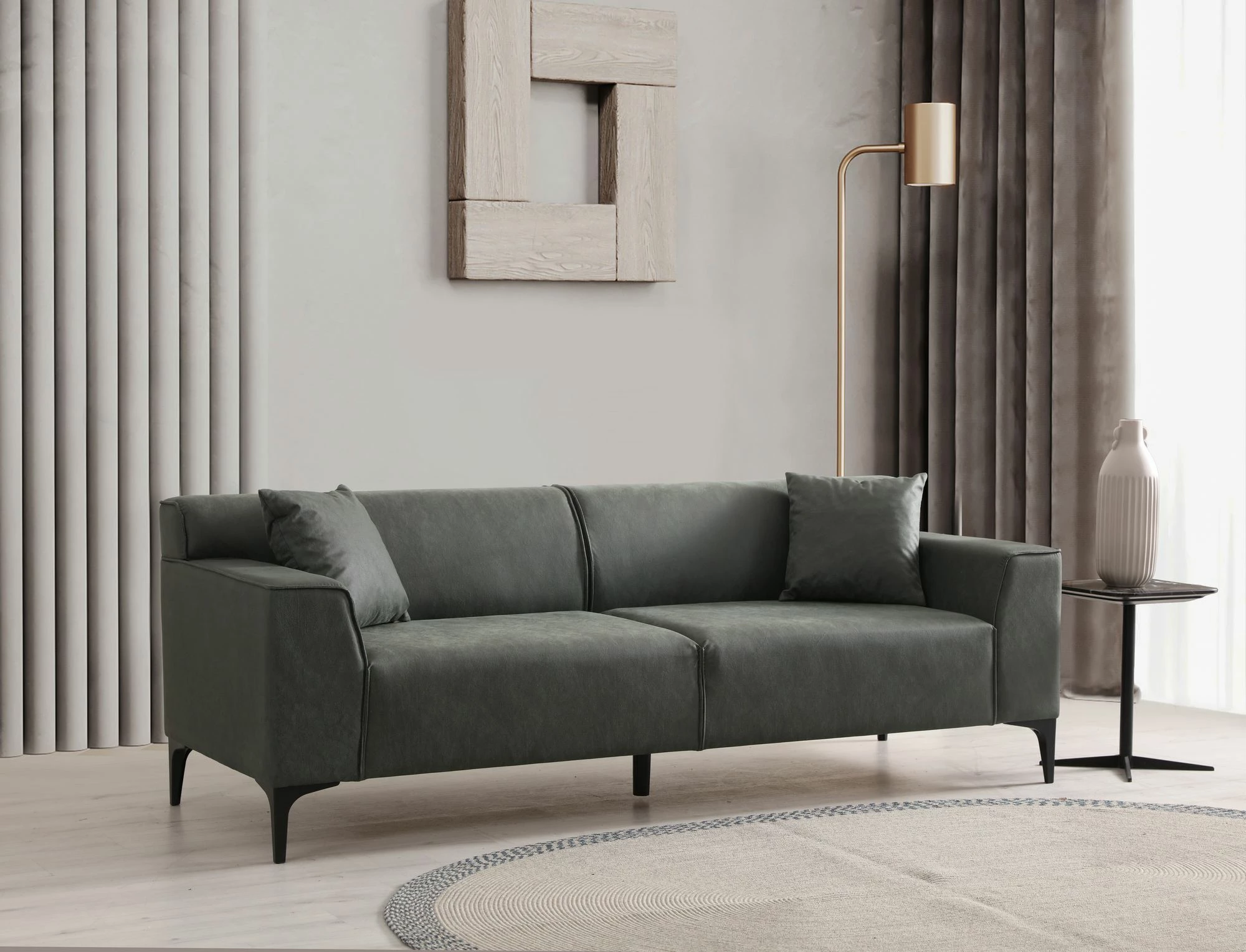 Divan treshe, ngjyrë e gjelbër, Atelier del Sofa, New Petra 3