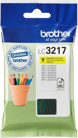 Kasetë ngjyrash Brother LC3217Y, 550 faqe, E verdhë