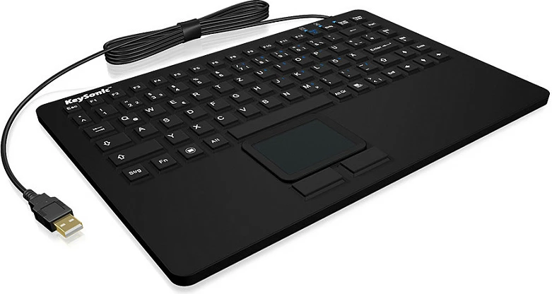 Tastierë KeySonic KSK-5230IN, USB me kabllo, IP68, me touchpad, QWERTZ (CH), e zezë