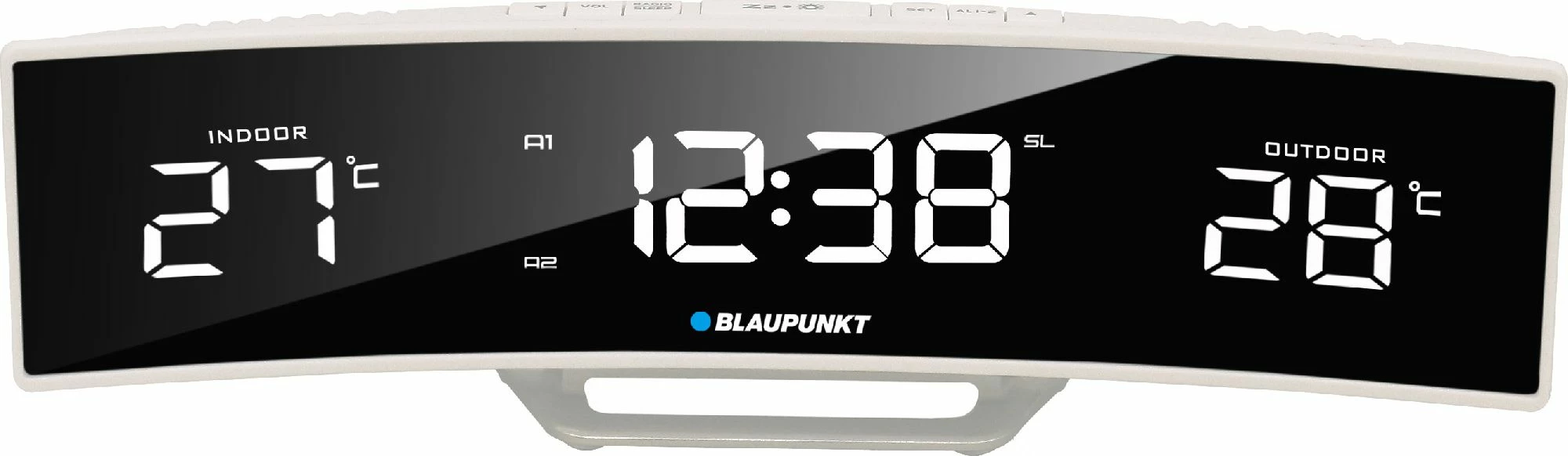 Radiobudilnik Blaupunkt CR12WH, FM PLL, 2 alarme, 10 memorje stacionesh, termometër indoor/outdoor, ekran LCD, i bardhë