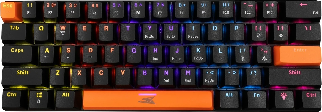 Tastierë mekanike Baracuda Dolphin BGK-03111, 60%, red switch, RGB, black, US